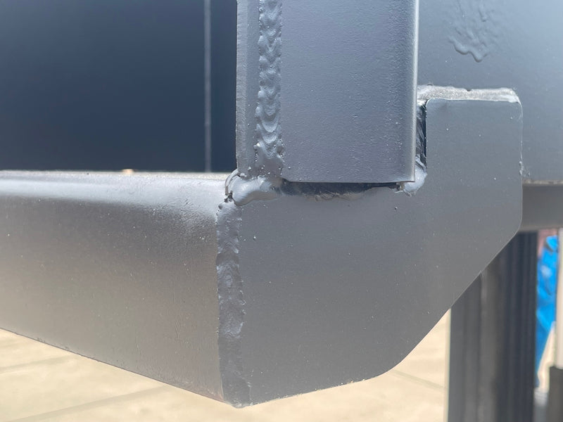 Close-up of a welded corner and edge on the hopper body