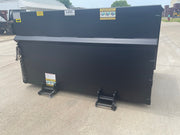 Full side view of the trash hopper in the yard with both fork pockets and chains