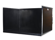 Trash hopper from the open front, plate sides and reinforced edges visible