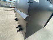 Trash hopper in the yard, fork pockets and the reinforcement rail along the side
