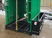Scaffold pallet packed with frames and the brace basket filled alongside