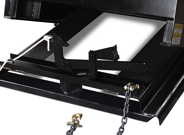 Underside of the tilt frame with the latch and release rope