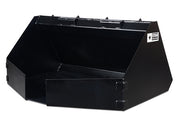 Star Industries skid steer concrete placement bucket, angled view with the discharge chute at the front corner