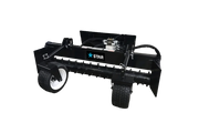 Skid steer power rake on a plain background with the Star decal on the top of the frame