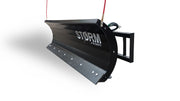 Storm angle snow blade in black, showing the moldboard, frame, and trip springs