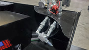 Storm 60 inch brush cutter, close view of the hydraulic couplers and the manifold block on the deck