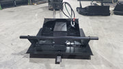 Storm 60 inch brush cutter seen from the front, showing the push bar and the open deck mouth