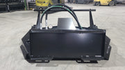 Storm 72 inch HD brush cutter head-on, showing the full width of the deck front, quick-attach lugs, and the hose routing over the top