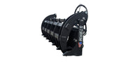 Storm HD two-cylinder 72-inch rake and brush grapple in black, clam closed over the serrated tine bank
