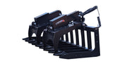 Storm HD dual-cylinder root and brush grapple in black, showing the heavy open tine bank and top clamp