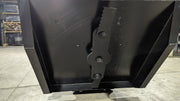 Storm 48 inch mini brush cutter, underside view of the deck showing the blade bar and the central hub