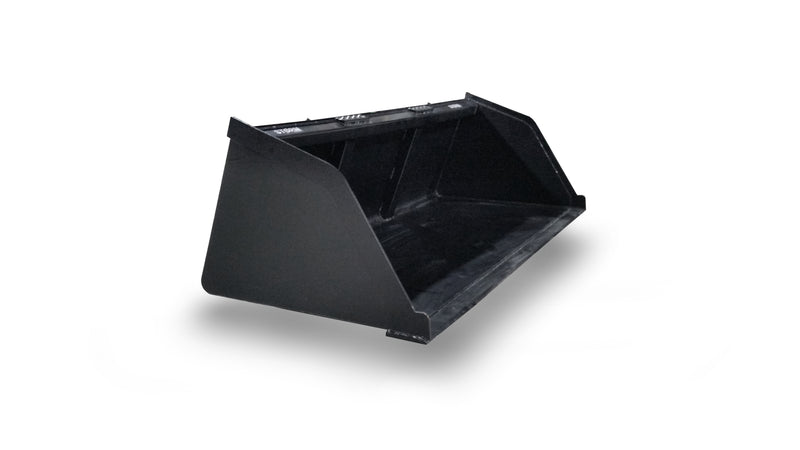 Storm snow, mulch, and litter bucket in black, angled view showing the deep high-capacity shell