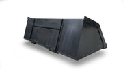 Storm high-capacity snow and mulch bucket, angled view of the deep straight-sided shell