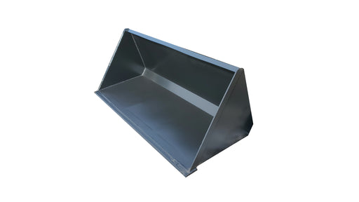 Storm tractor bucket in black, angled view showing the light-duty shell and cutting edge