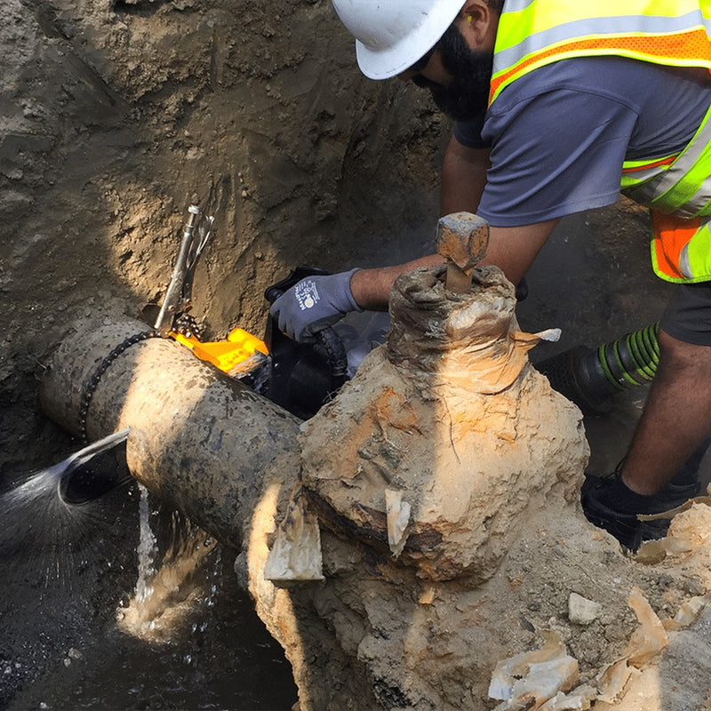 ACH-GB air chainsaw plunge cutting buried pipe