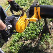 ACH-GB clamped to a pipe for a bottom-up cut