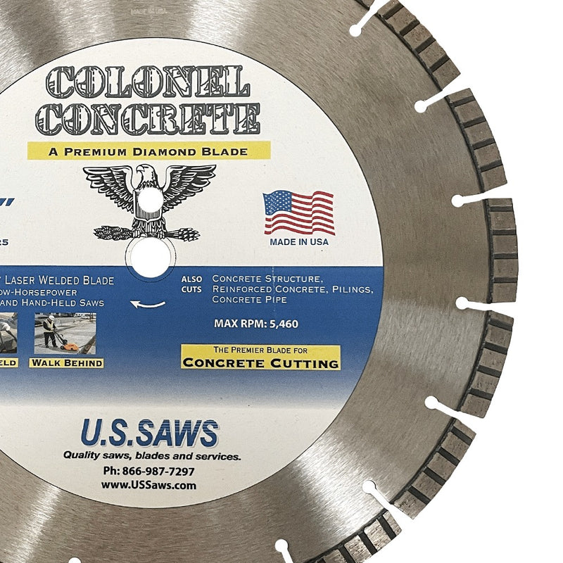 Colonel Concrete hub label filling the frame above a brushed steel core and segmented rim
