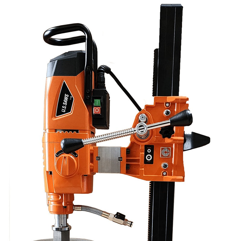 Close view of the Core Pro HD-16 drill head and feed handle