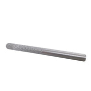 Straight steel shank with a cylindrical diamond coated tip at one end, laid flat