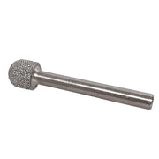 Steel shank with a domed diamond coated tip, the rounded working end filling the top of the frame
