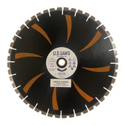 Black multipurpose blade, face view, copper swept segments against the core