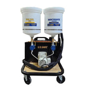U.S. Saws Dual Component Polymer Pump with twin component pails, front view