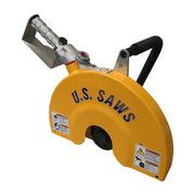 U.S. Saws HS hand-held air saw with guard and rear air motor, side view