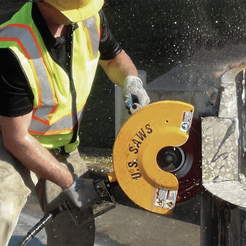 HS air saw wet cutting against a wall