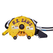 U.S. Saws hydraulic belly saw with twin hydraulic hoses, side view