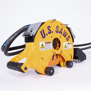Hydraulic belly saw side view with hoses removed