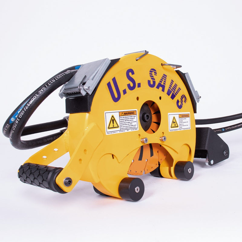 Hydraulic belly saw side view with hoses removed