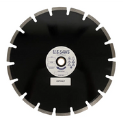 Black asphalt diamond blade, full face view, wide chevron segments with deep gullets