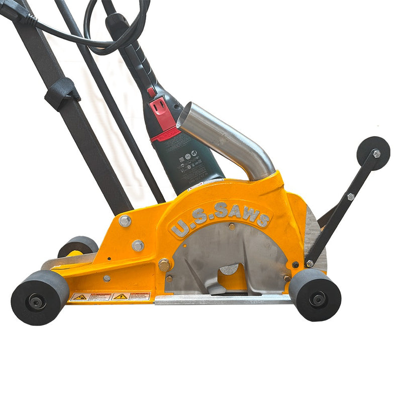 Close view of the Mark-IV blade guard and aluminum chassis