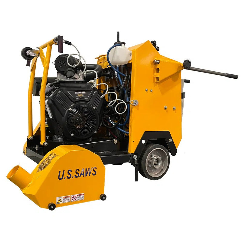 U.S. Saws MC-1000 propane milling machine, right side view with propane tank and dust shroud