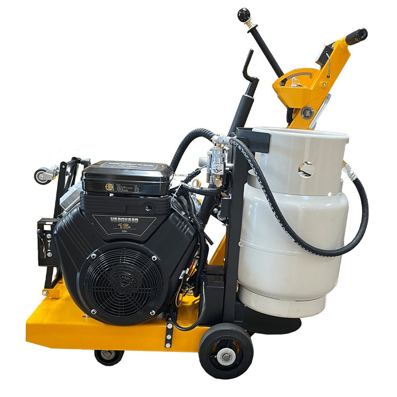 Rear view of the MC-800 with Vanguard V-Twin engine and propane tank