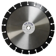 Large diamond blade with a black segmented rim band and a polished steel core, U.S.SAWS hub label at the centre