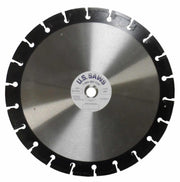 Black rimmed blade seen square on, drop slots cut between the rim segments and a brushed core