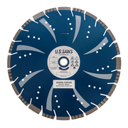 Blue multipurpose blade, full face view, pale swept segments across the core inside a segmented rim
