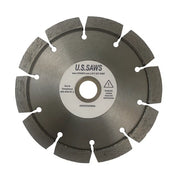 Small diamond blade with widely spaced tall rim segments and a plain steel core, U.S.SAWS hub label at the centre