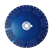 Blue blade on a plain background, grit worked well down the flank below the notched rim