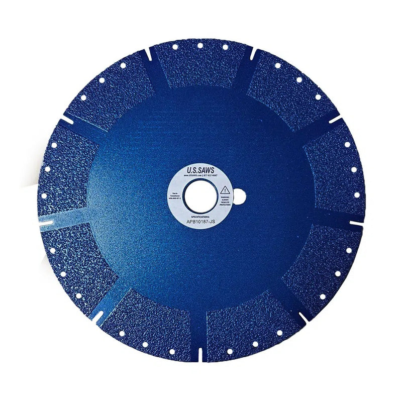 Blue blade on a plain background, grit worked well down the flank below the notched rim