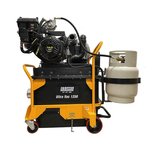 U.S. Saws Ultra Vac 1250-P propane dust collector with Vanguard engine and propane tank, front view