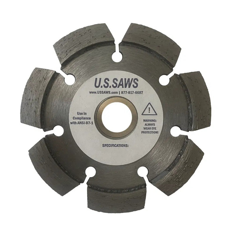 Small steel blade with six tapered segments standing clear of the core and a U.S.SAWS hub label