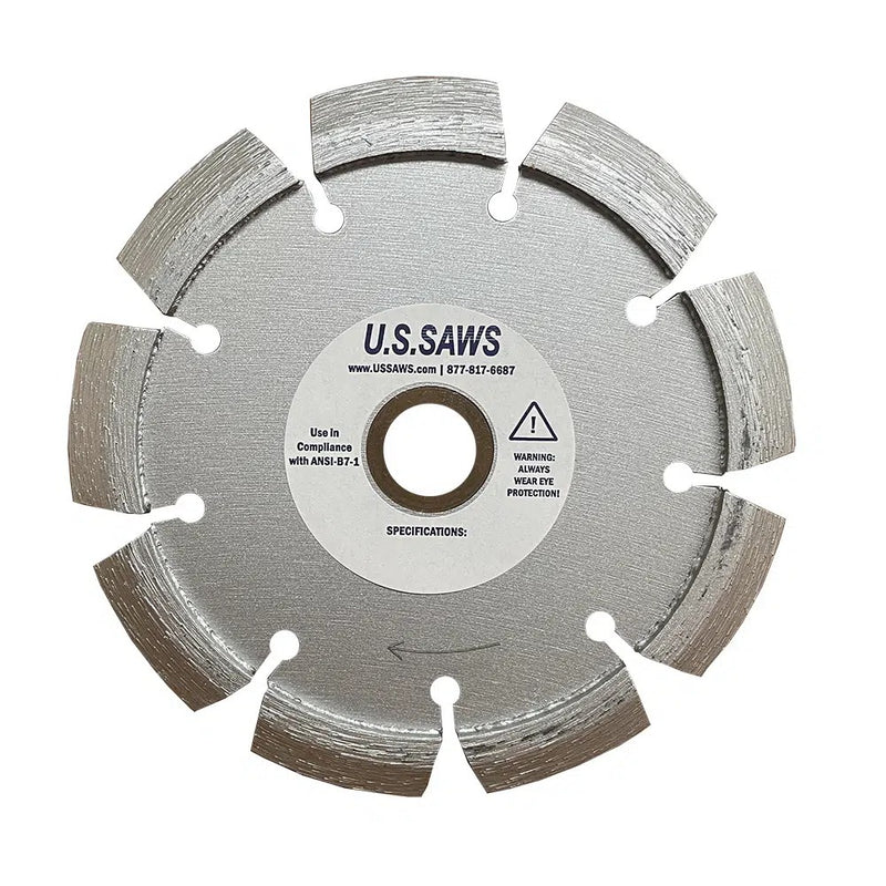 Steel blade, face view, tapered segments with a rotation arrow marked on the core