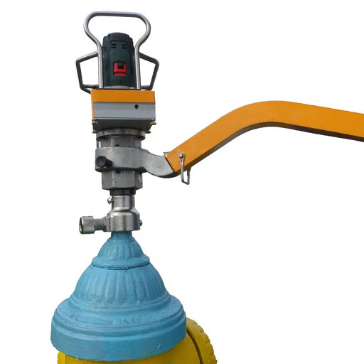 U.S. Saws hydrant package powerhead seated on a hydrant operating nut